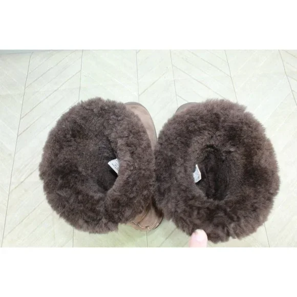 UGG Australia Classic Tall 5815 Brown Suede Shearling Lined Winter Boots Size 7 - Picture 6 of 9
